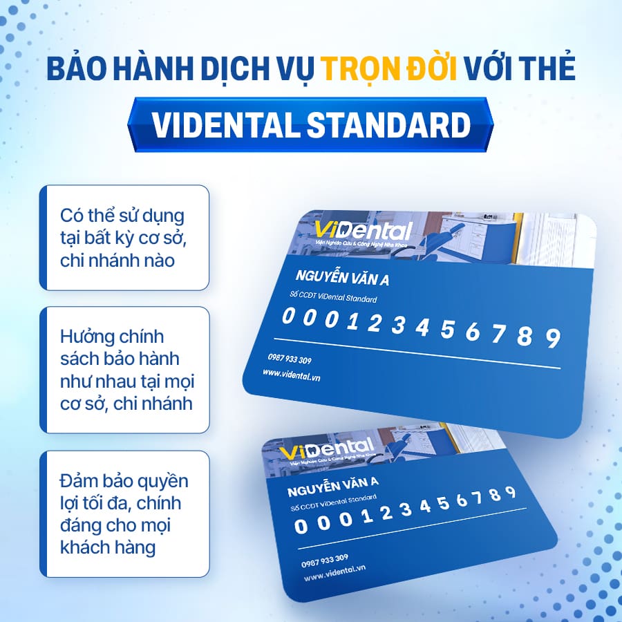 Bảo hành bọc răng sứ với thẻ ViDental Standard